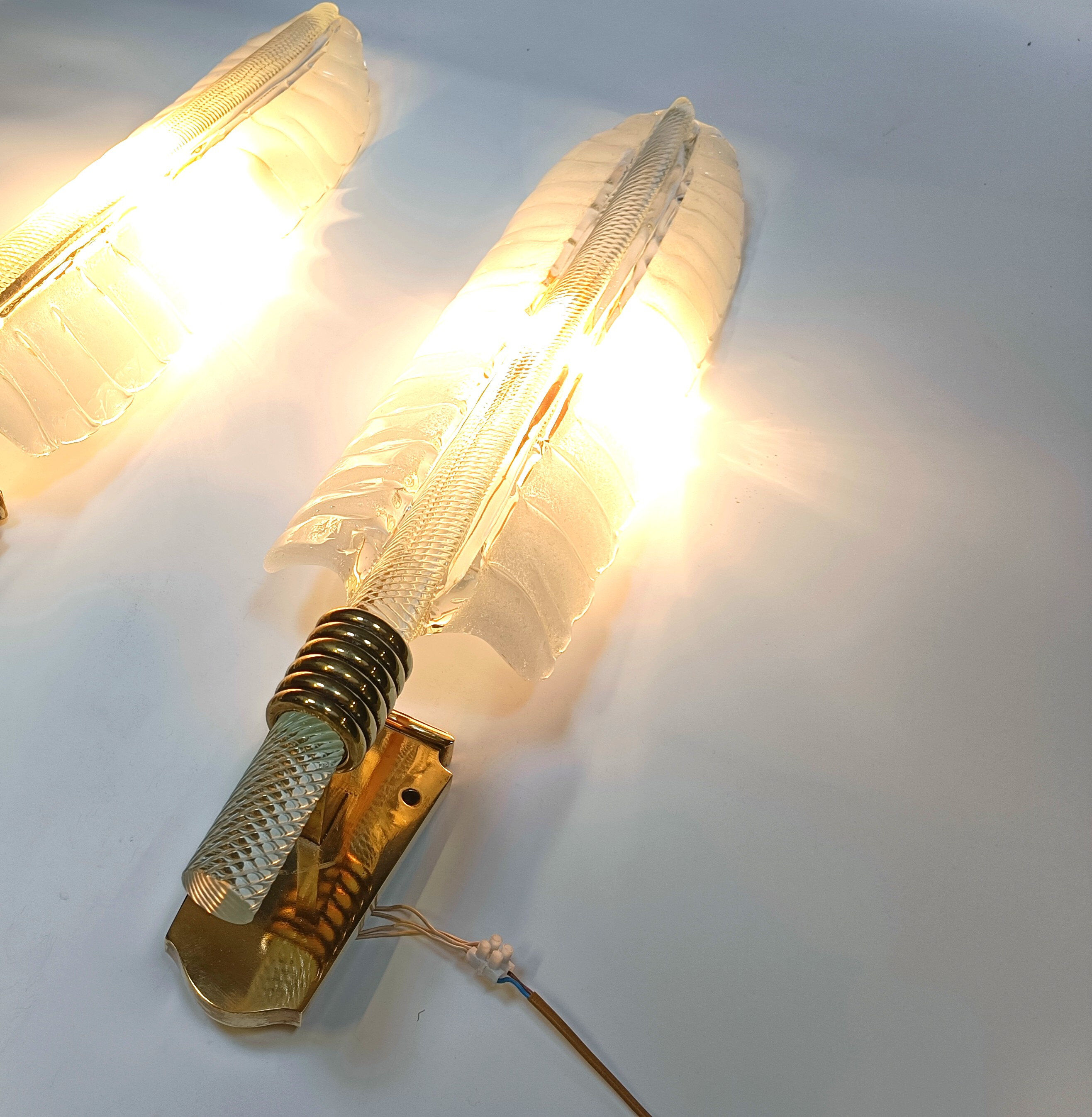 Pair of large wall lamps by Andre Arbus & Veronese, 1950s