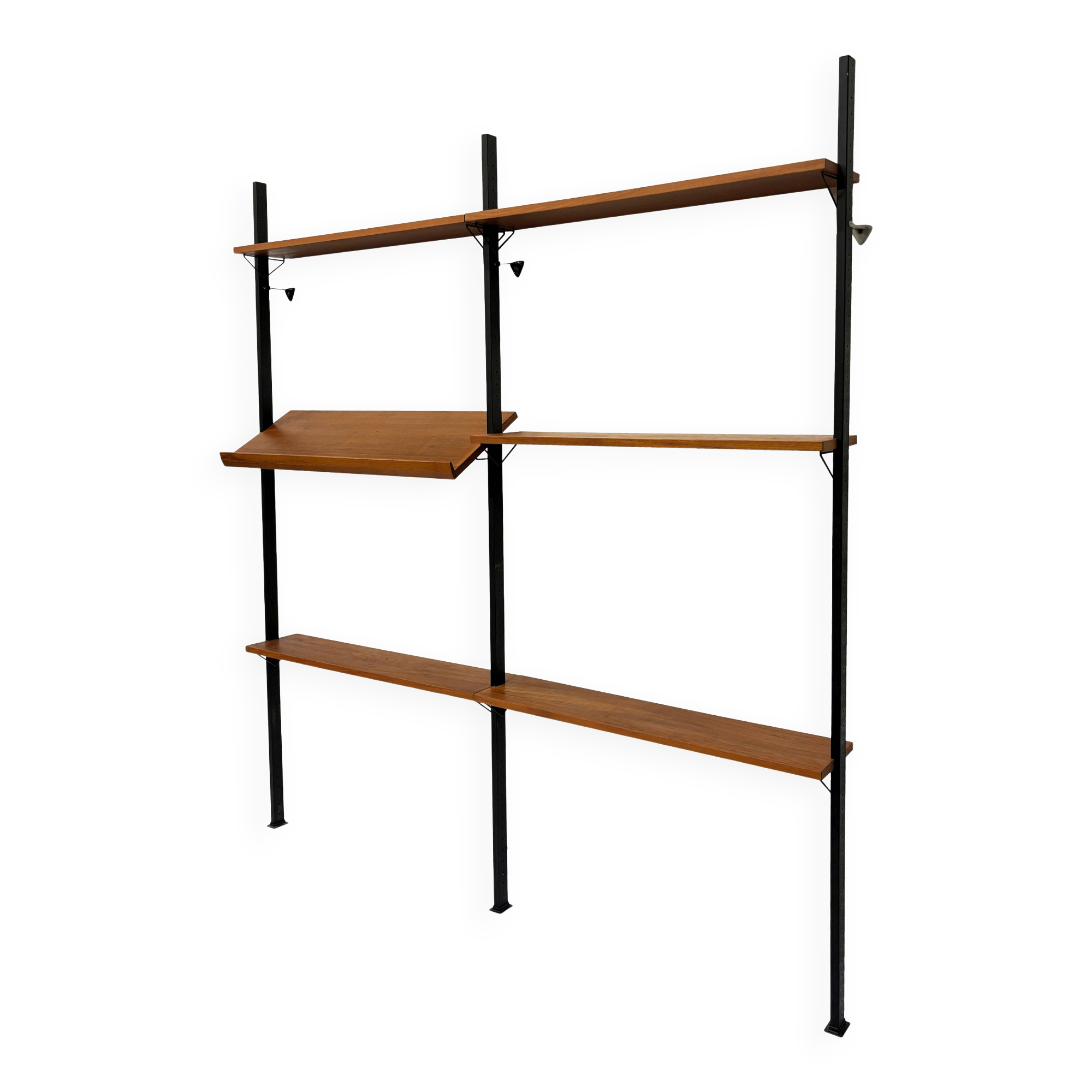 Système mural vintage Étagères murales Olof Pira Suède 1960 Design en teck