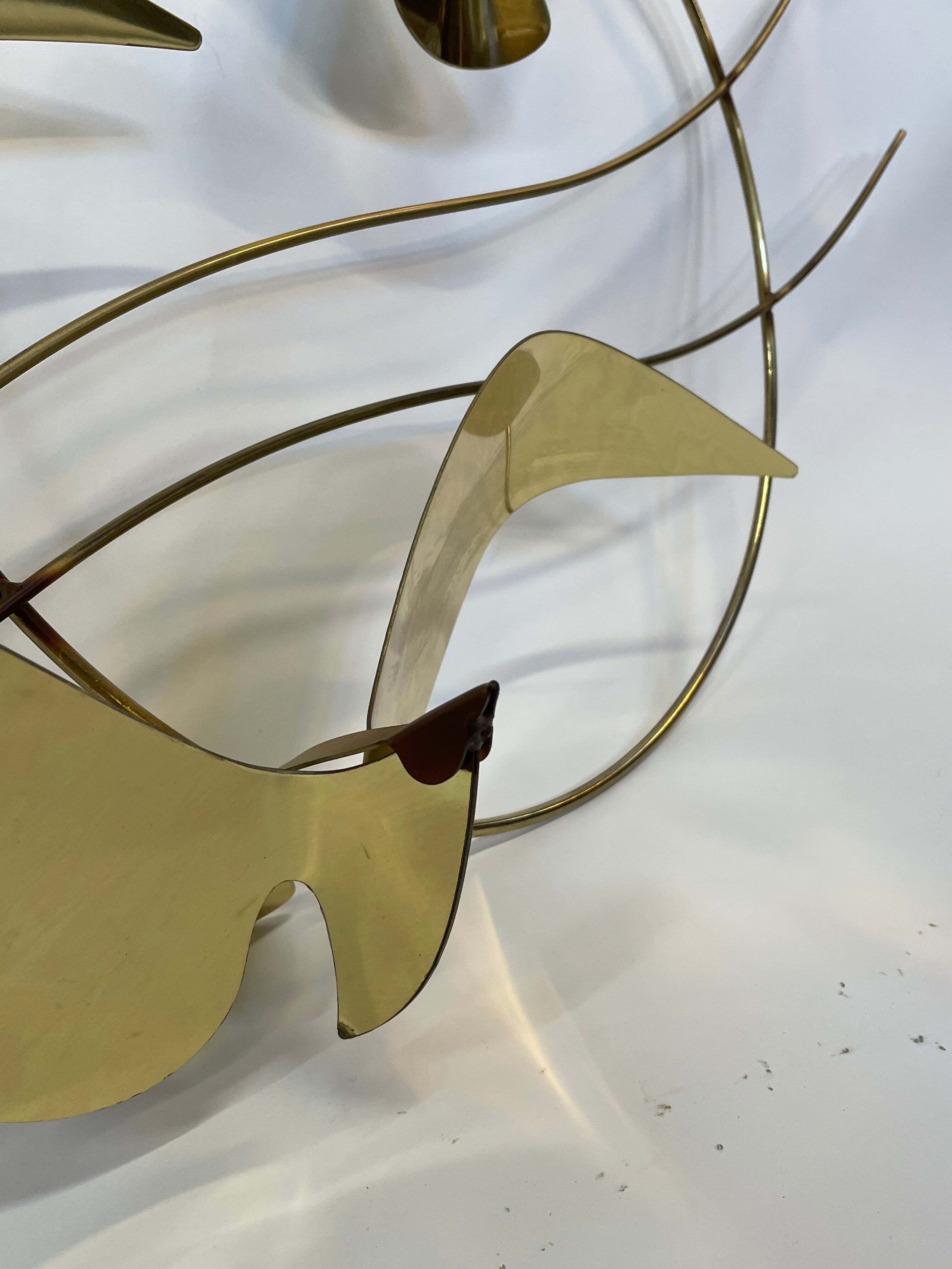 Vintage curtis jere modern brass wall sculpture