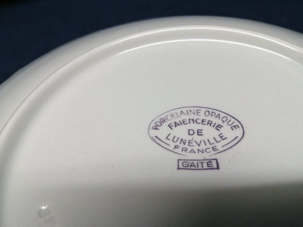 Lunéville Cake Dish Gaité Cream Golden Porcelain Ancient Porcelain