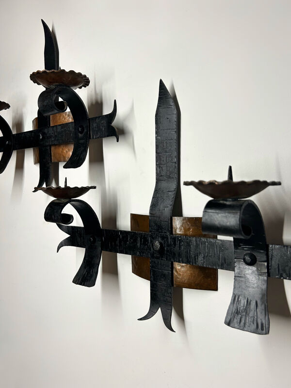 Porte bougies mural brutaliste années 70 (X2)