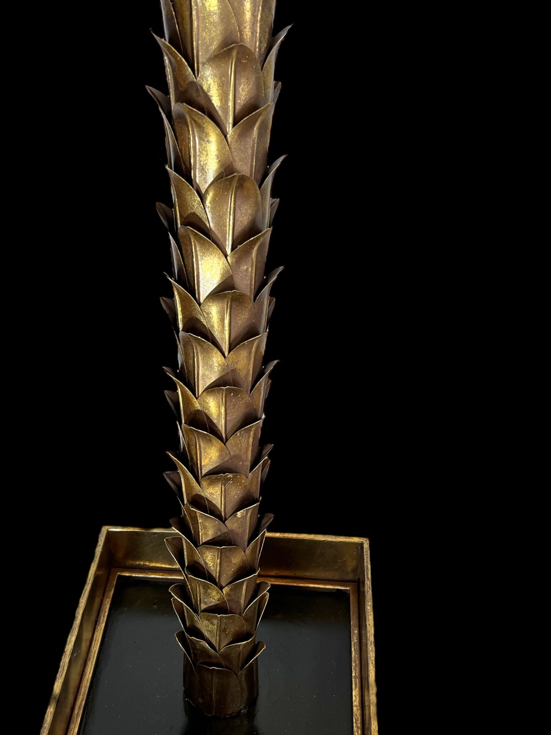 Lampadaire en forme de palmier en métal doré