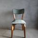 1950s bistro chair, in wood and green skai
