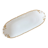 Large oval plate in white and gold porcelain from the Dépot Bourgeois in Paris 61cms