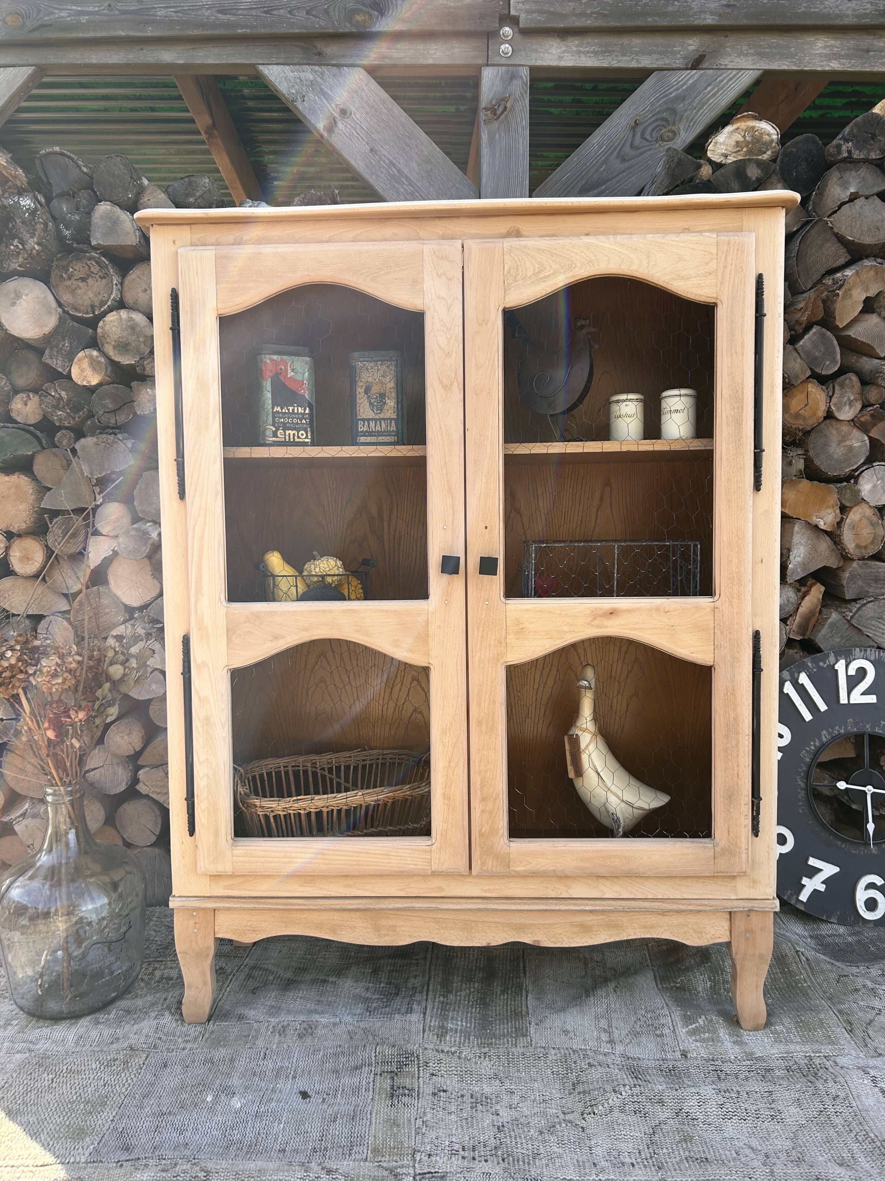 Refurbished solid wood display cabinet/sideboard