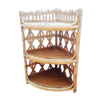 Small corner Cabinet vintage 50s wicker and rattan.