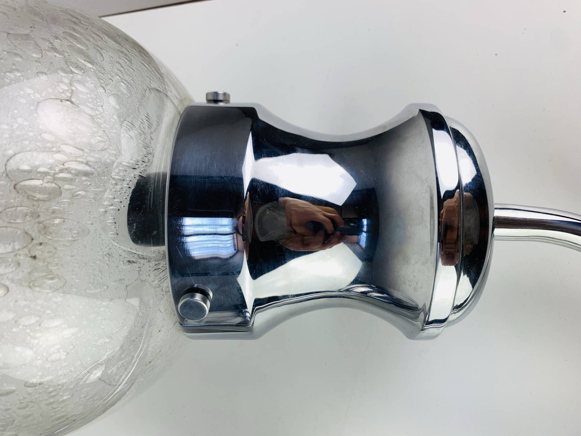 XL chrome and bubbled glass wall light Limburg, 1970s