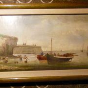 Marine oil on marouflée canvas breton school A. Hervé