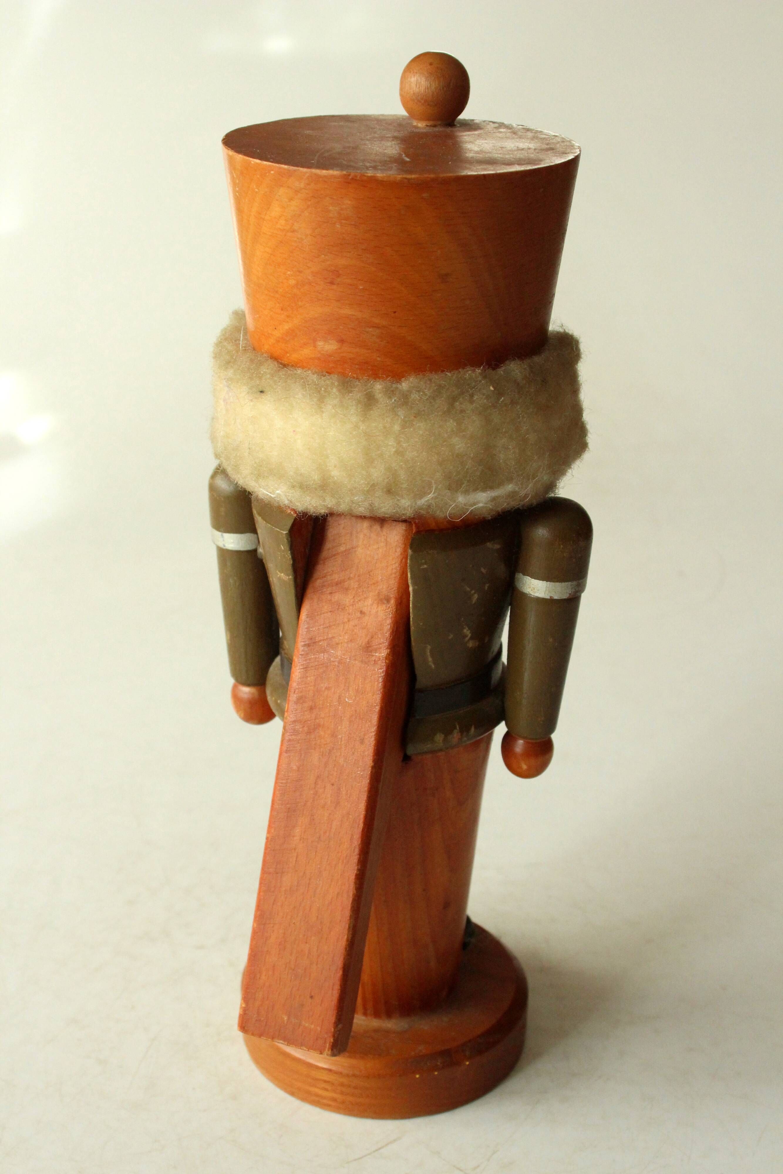 Handmade wooden nutcracker (miner), made in Erzgebirge/East Germany, vintage from the 1950s