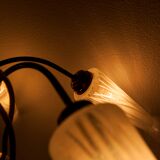 5-branched opaline brass chandelier 60's