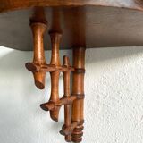 Wooden wall shelf, bamboo sculpture