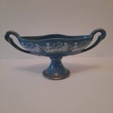 Coupe sur pied en porcelaine bleue