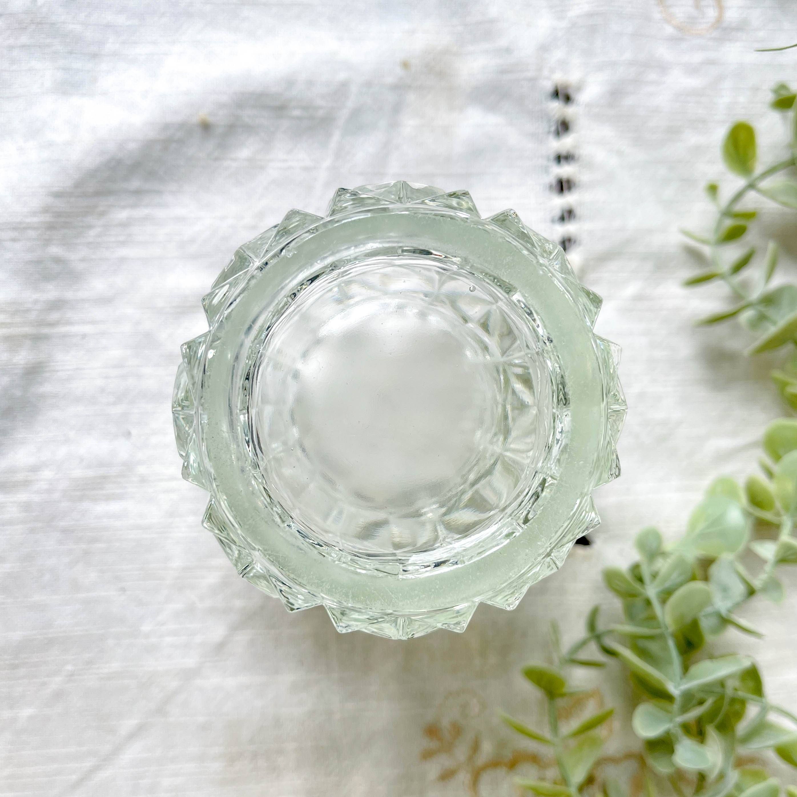 Small vintage glass vase with geometric pattern