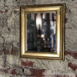 Patinated gilded wooden mirror  29x22cm