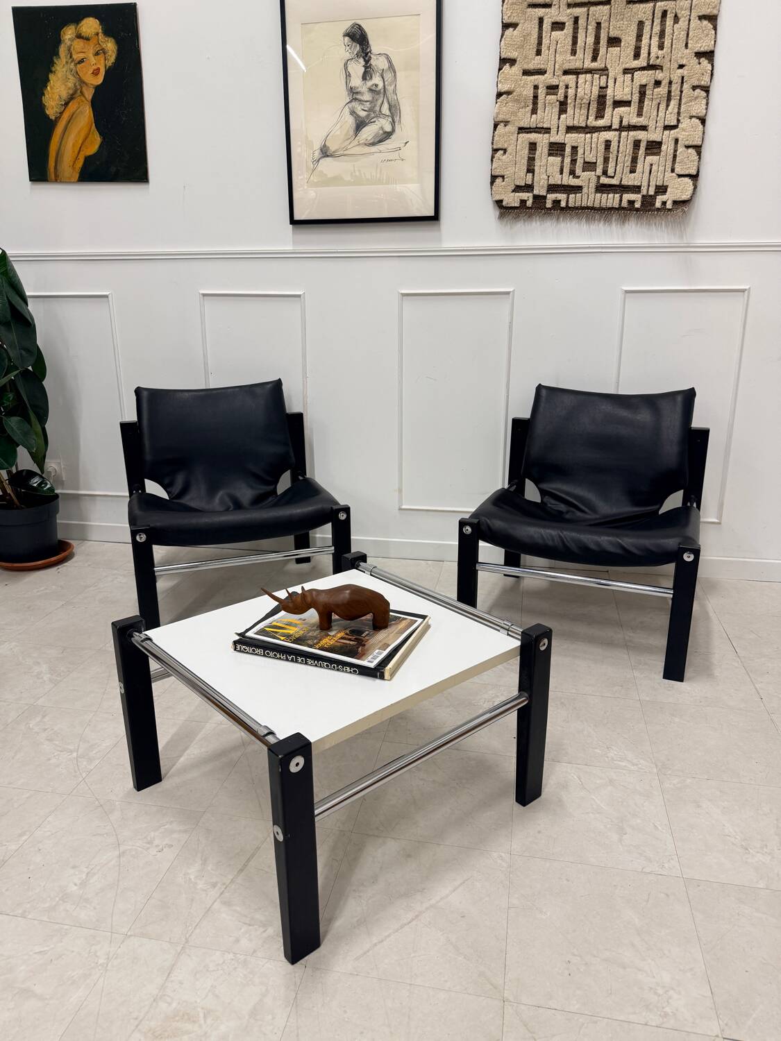 Paire de fauteuils + table ARKANA Maurice Burke