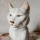 Carafe à chat absinthe en majolique george dreyfus antique vers 1900 avec tête et poignée de queue amovibles