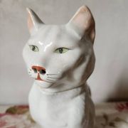 Carafe à chat absinthe en majolique george dreyfus antique vers 1900 avec tête et poignée de queue amovibles