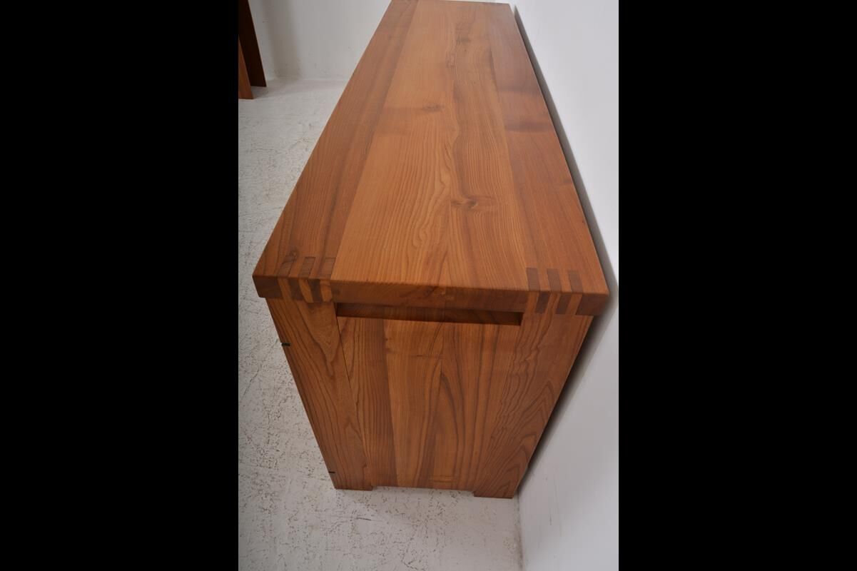 Vintage solid elm sideboard by Pierre Chapo, model R08