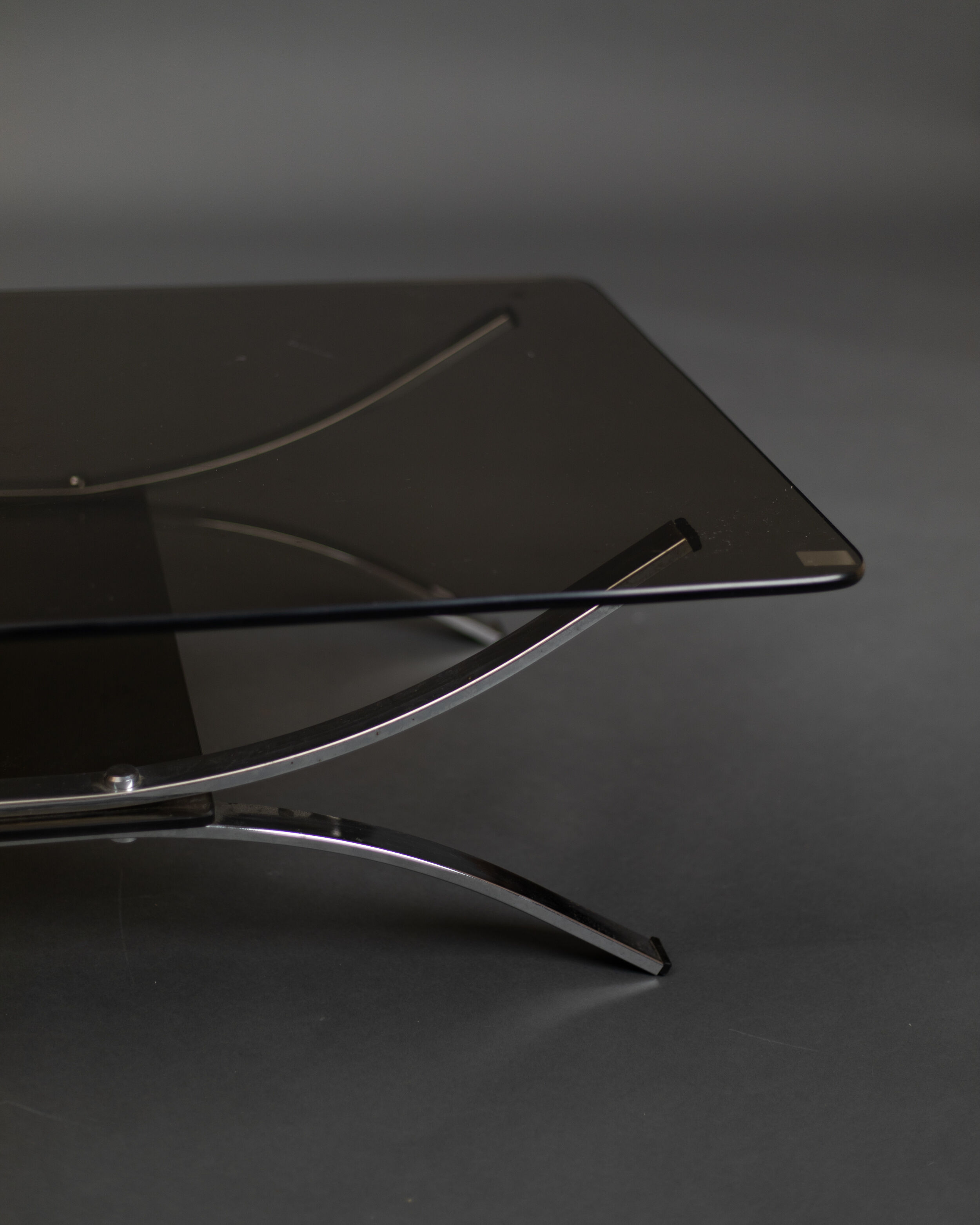 Chrome coffee table and smoked glass 1970