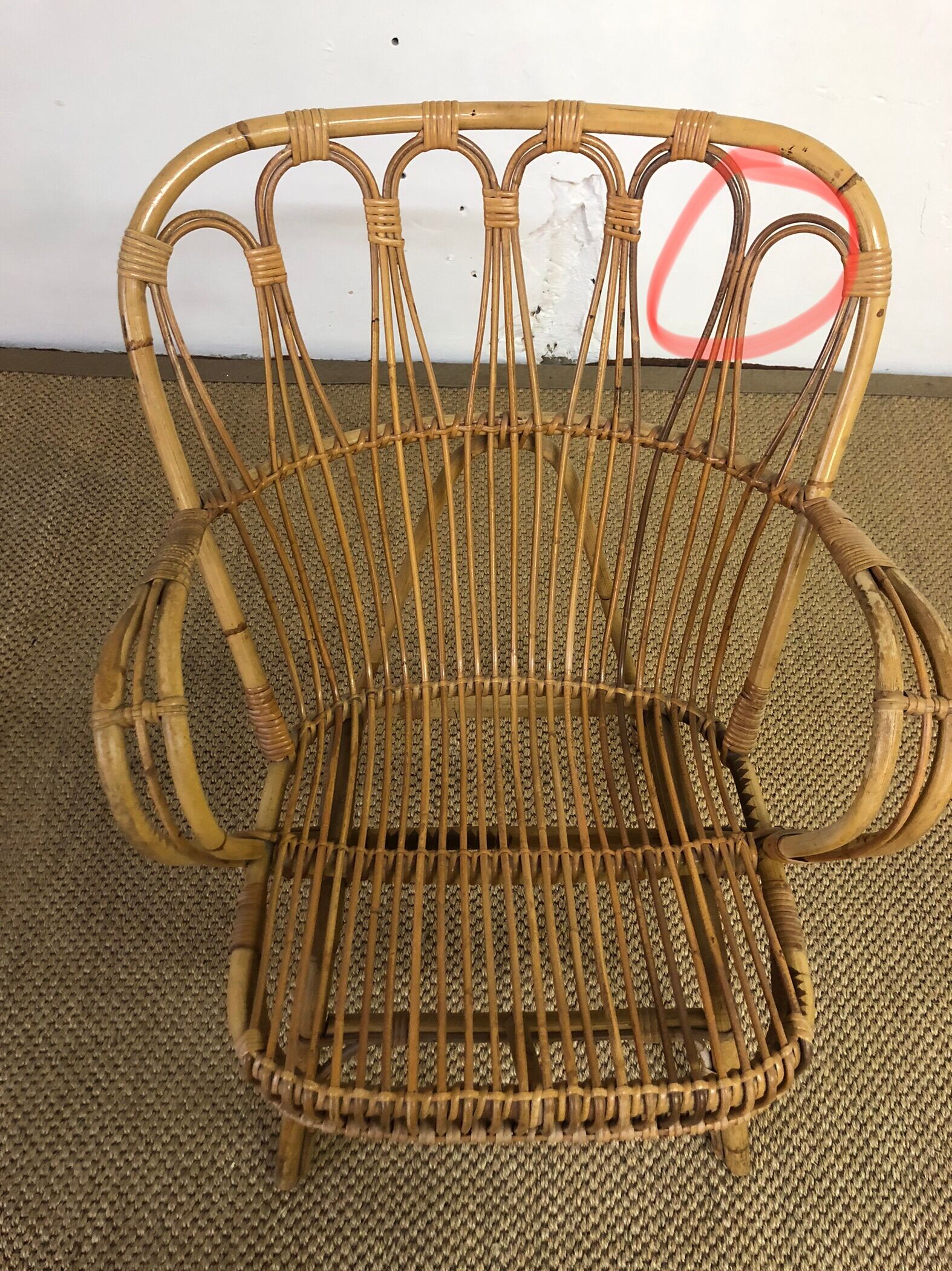Set of 4 rattan armchairs
