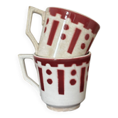 Set of two antique opaque porcelain cups from Gien.