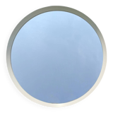 Miroir rond vintage en bois peint blanc d'un seul tenant - 68 cm