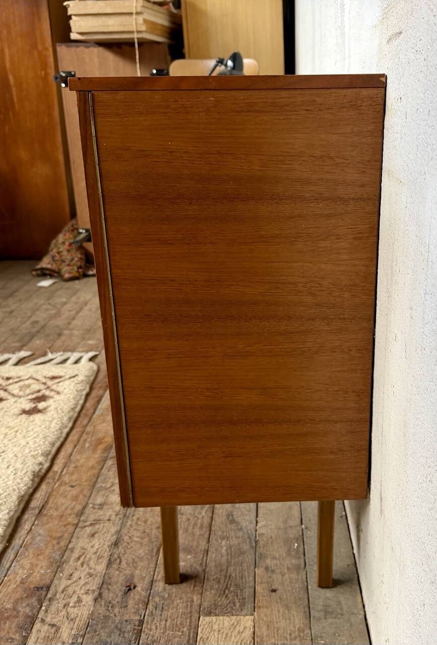 Vintage buffet with 2 doors – 60s/70s – wood and chrome handles