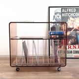 70s smoked Plexiglas hi-fi cabinet