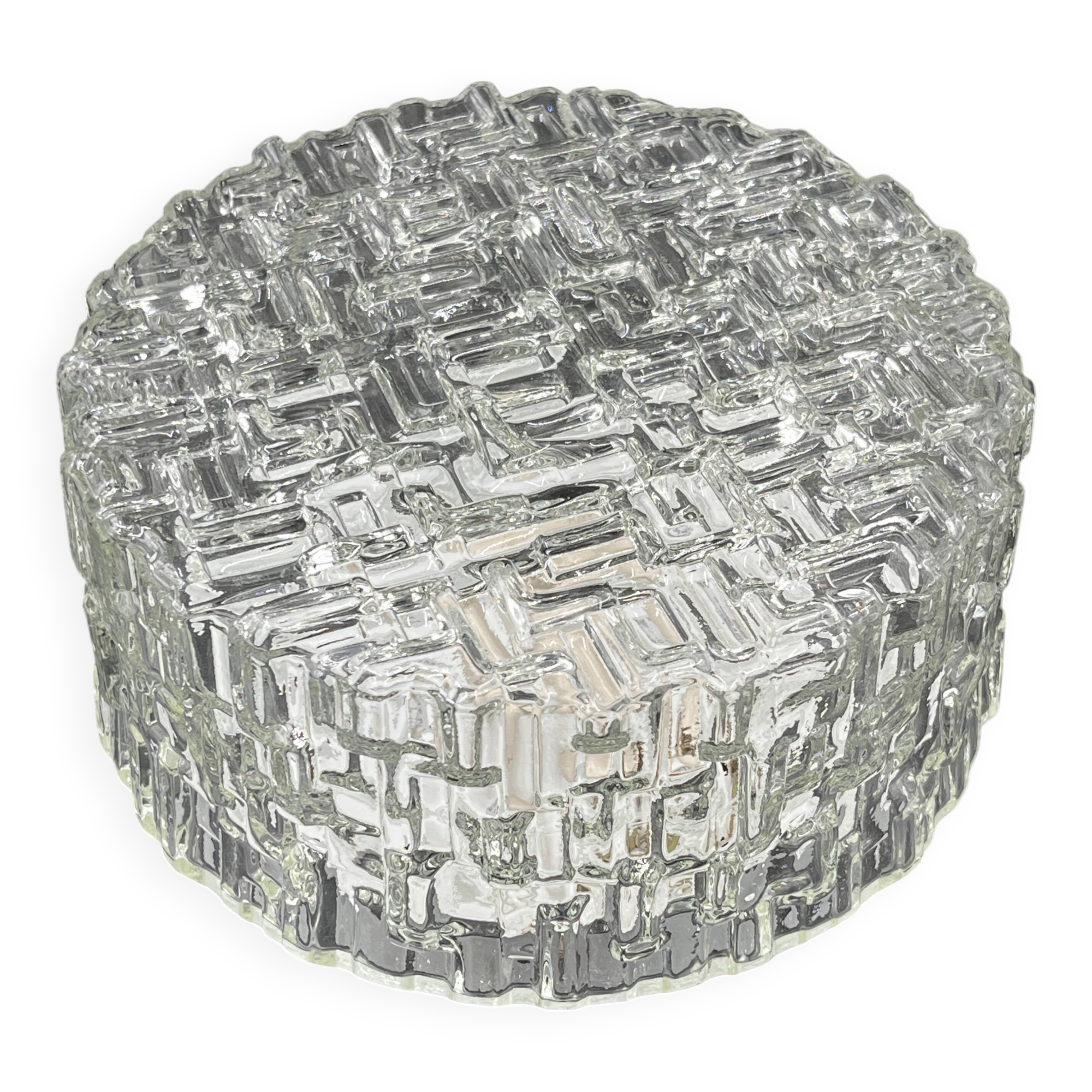 Molded glass ceiling light with relief