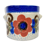 Vintage Knodgen 5260 ceramic planter, blue with flowers