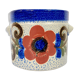 Vintage Knodgen 5260 ceramic planter, blue with flowers