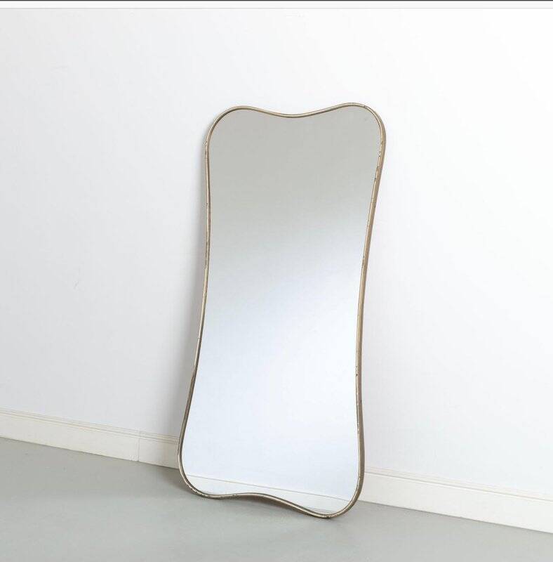 Monumental Brass Wall Mirror, Italy, 1950s