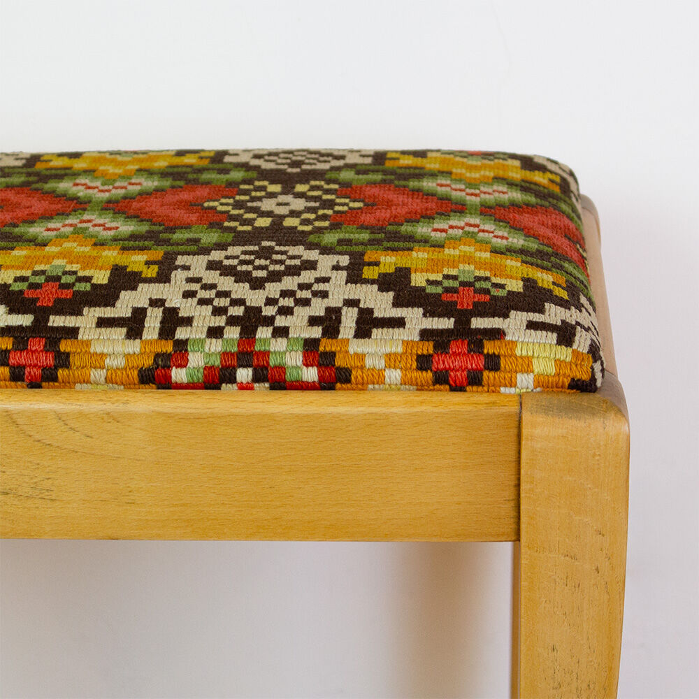 Vintage French stool with gobelin upholstery