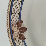 Dish on pedestal Creil & Montereau Mauresque blue brown