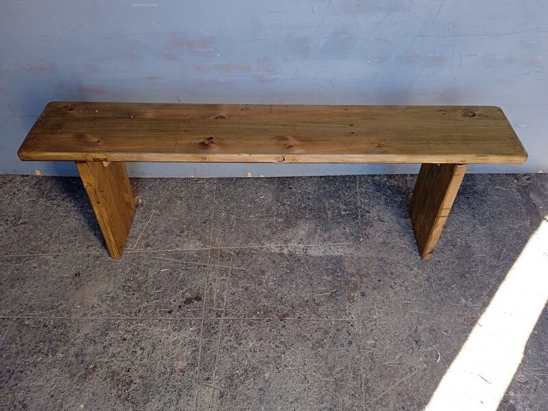 Solid patinated wood bench 140cm