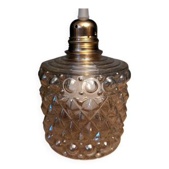 Geometric relief moulded glass lampshade from the 1970s.