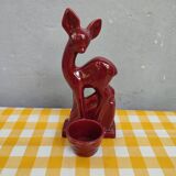 Red earthenware doe Art-Deco style with container