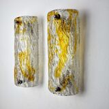 Pair of Mazzega wall lamps, orange Murano blown glass, Italy, 1960
