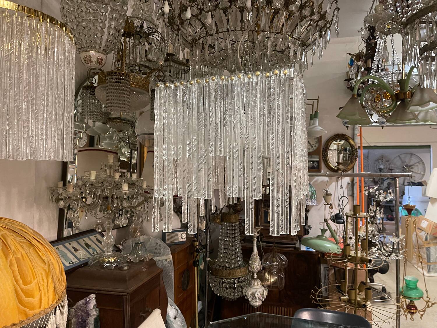 Large Rectangular Murano Glass Rod Chandelier 1980’s