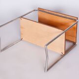 Restored Bauhaus Side Table, Hynek Gottwald, Walnut, Chrome, Czechia, 1930s