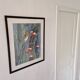 Original framed watercolor bird on snowy rowan tree