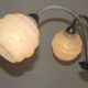 French Art Deco chandelier in silver-finished brass with 5 lights, Clichy white glass 4456.