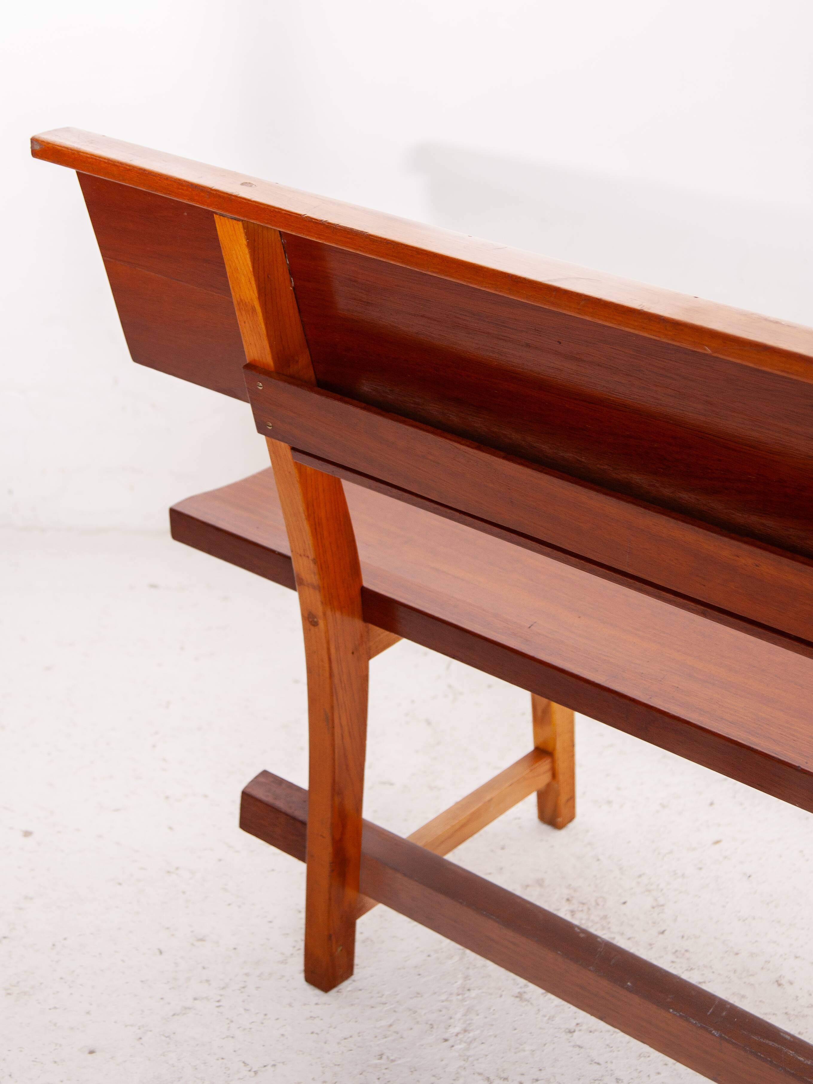 Large Solid Wooden Bench,1960s, Belgium