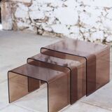 Smoked plexiglass nesting tables, 1970