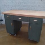 Bureau en métal avec plateau en hévéa