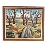 Large Original Swedish Oil on Panel – “Lövsta Enhörna” by Falk‑Åke