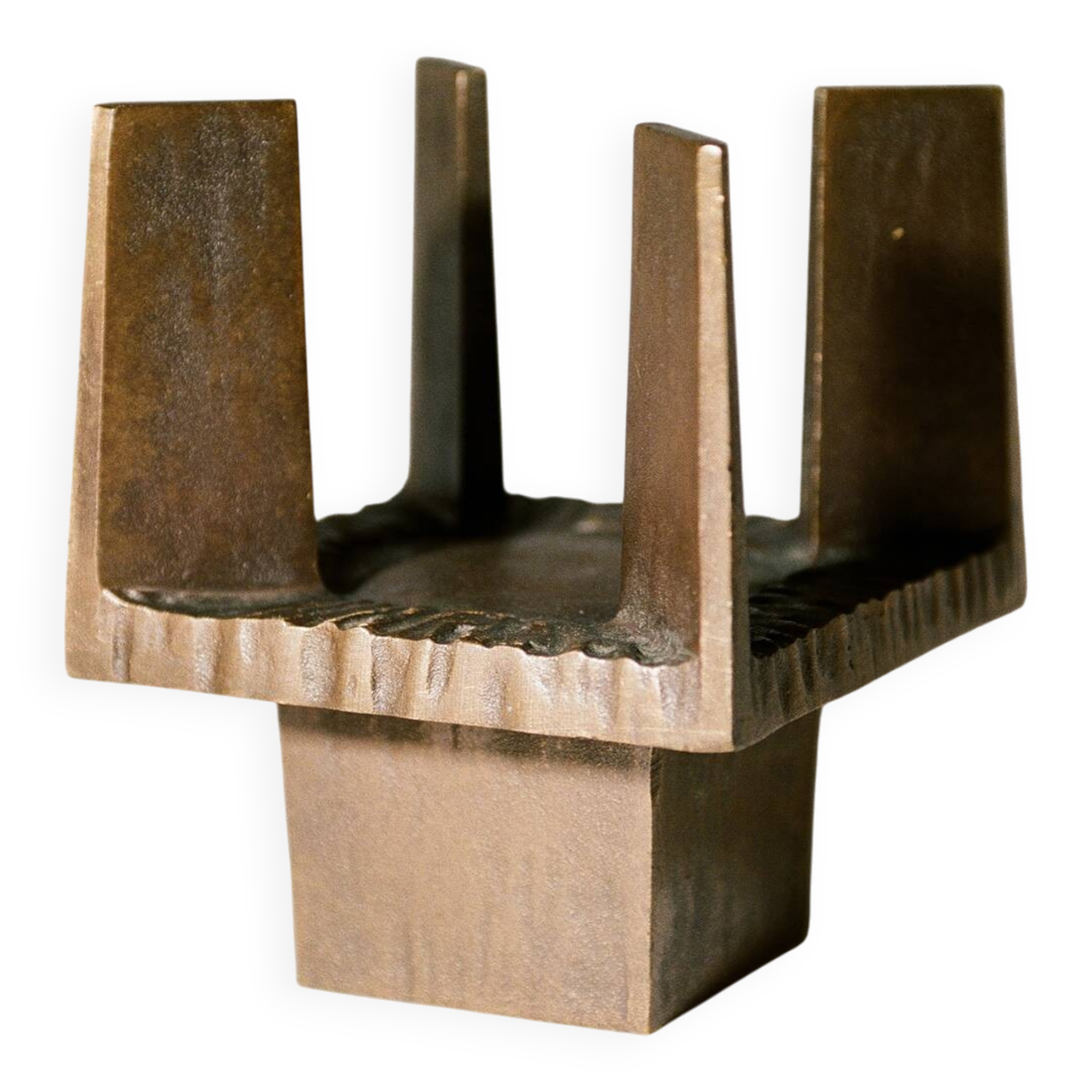 Brutalist Candle Holder / Chandelier in Bronze Circa 1950