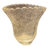 Crystal vase with subtly tinted bubble decoration signed Daum