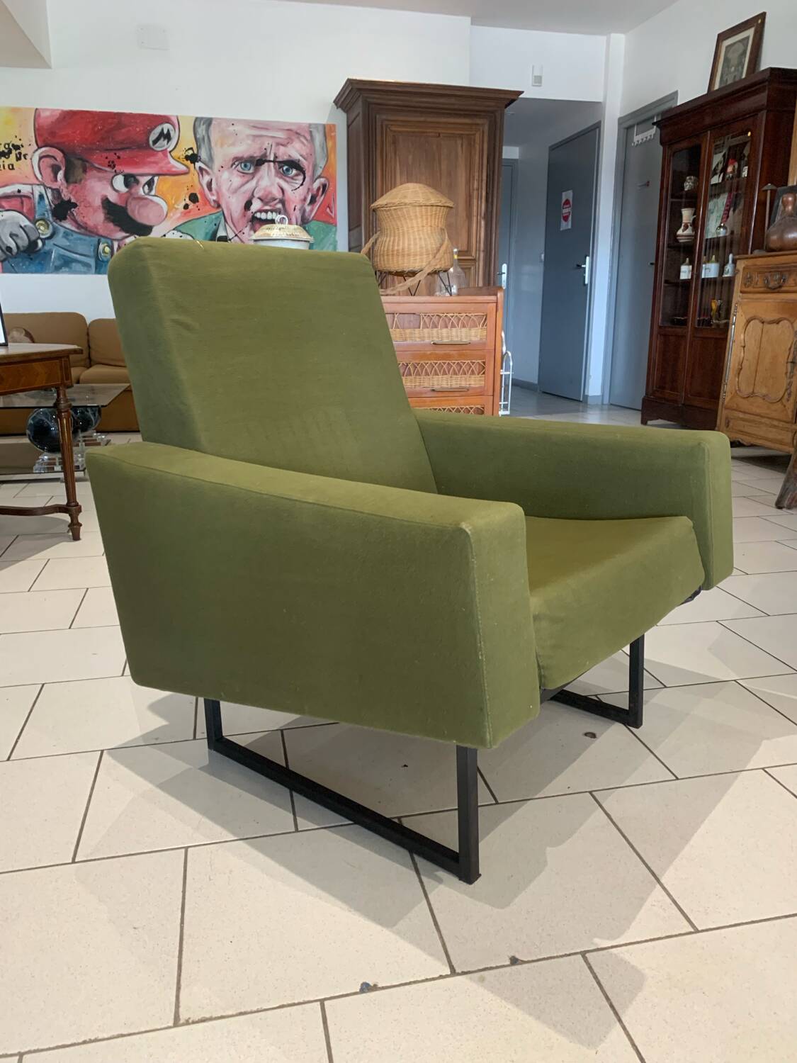 Paire Fauteuil Fero Vert Vintage circa 1960