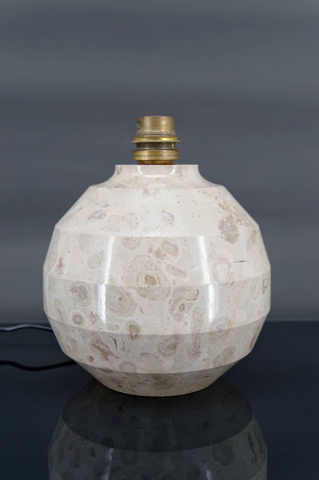 Modernist Art Deco ball lamp in carved marble, France, Circa 1930